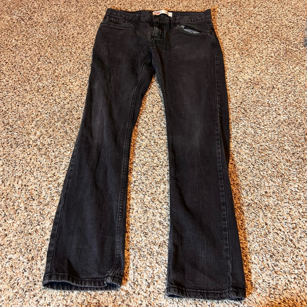 Levis 511 Slim Black Wash Denim Jeans Comfort Stretch Kids Size 18 Reg